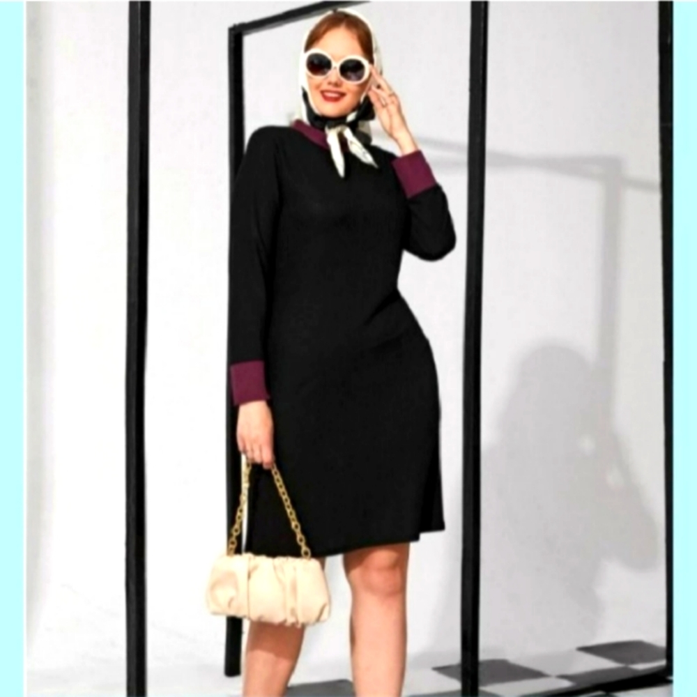 Ribbed Knit Mock Neck Dress